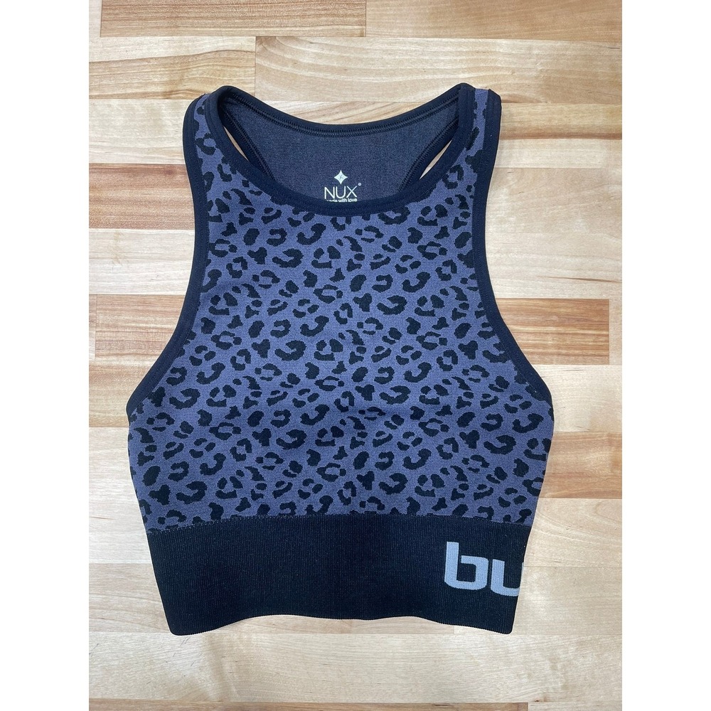 NUX Leopard Print Racerback Sports Bra Tank Top Women Size Small